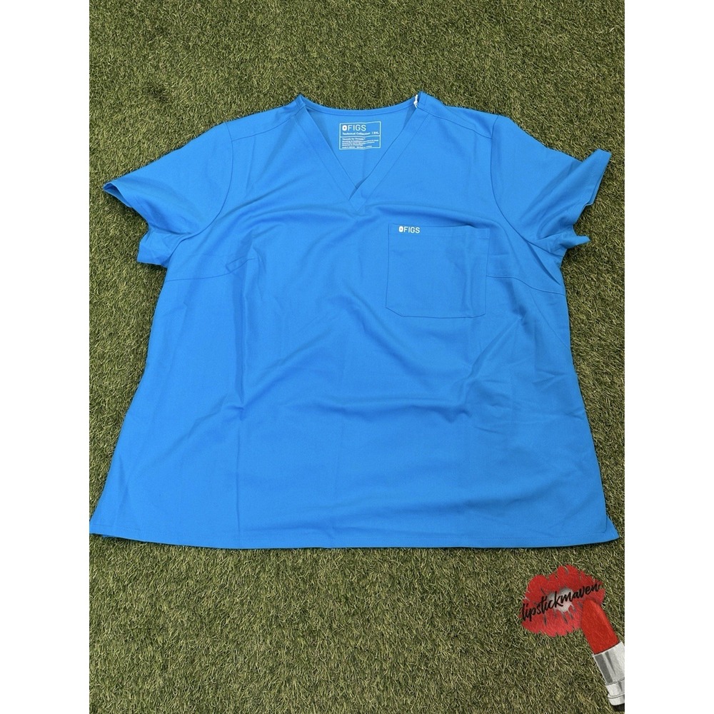 Figs Catarina Top Plus 3XL Scrub Tech Collection 1 Pocket Extreme Blue PO 5214